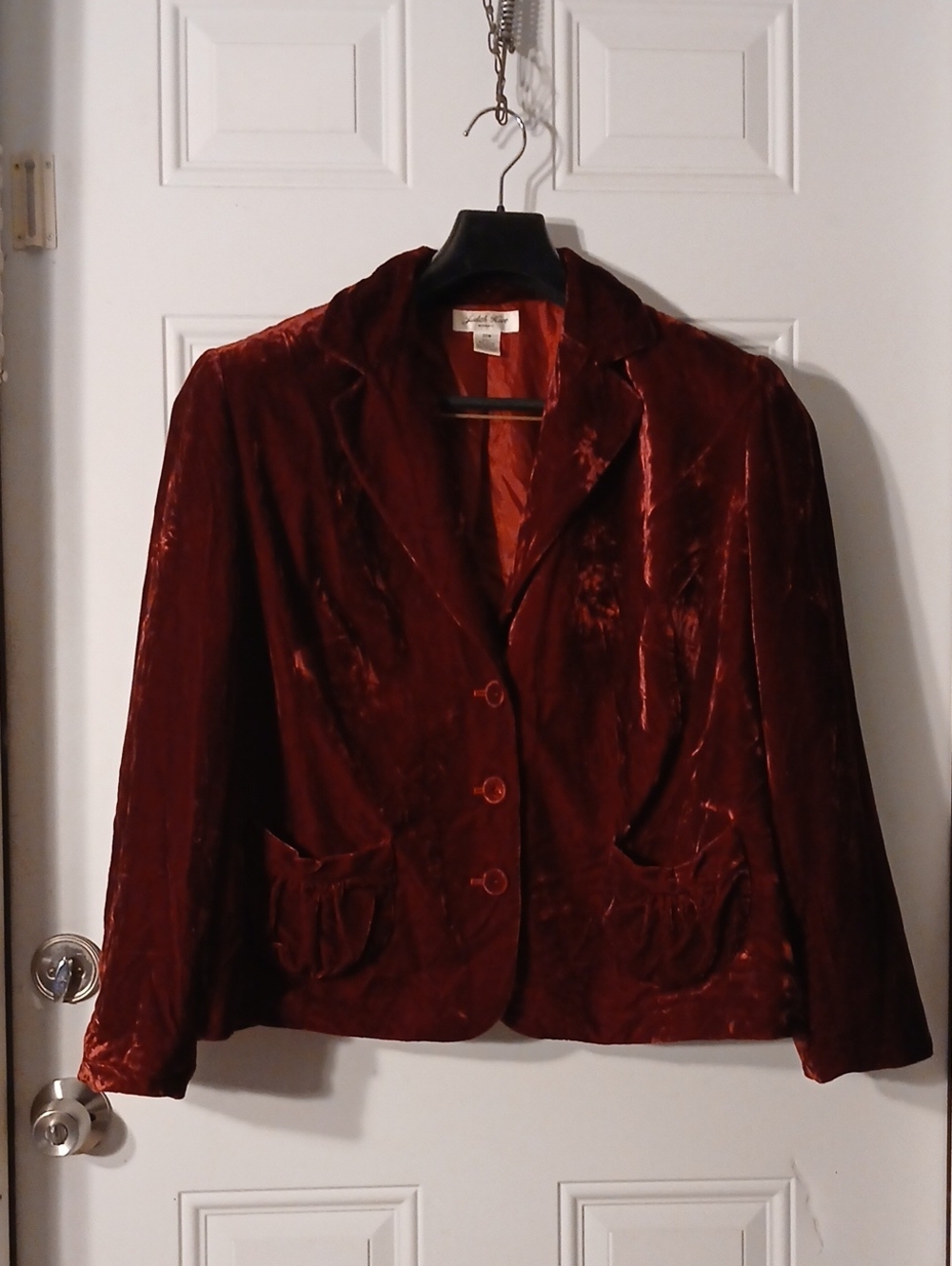 Judith Hart Vintage Velvet Button-Front Women's Blazer Jacket - Deep Burgundy